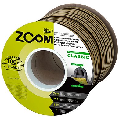 Уплотнитель "ZOOM Classic" Р-профиль черный  9*5,5 мм